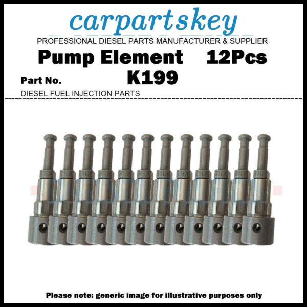 12Pcs Pump Element Plunger K199 140153-9020 for Kubota V1902 V2203 V2403 D1462