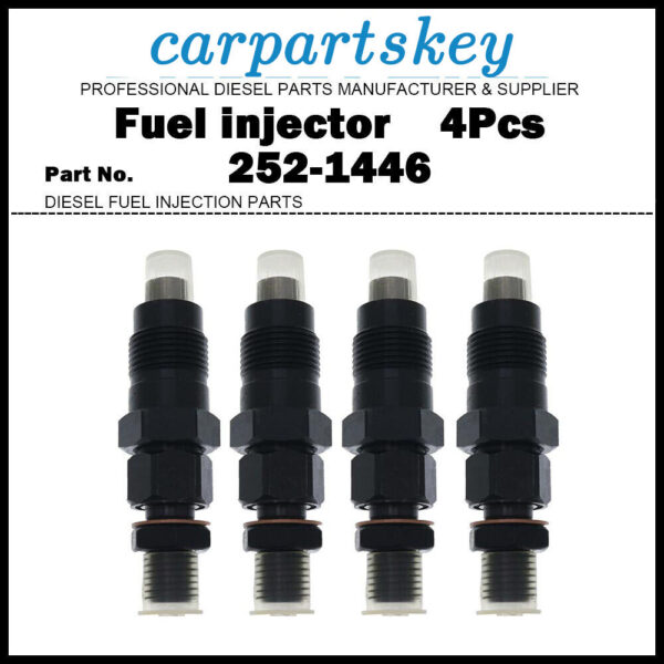 4Pcs Fuel Injector 252-1446 for Caterpillar C2.2 C1.5 247B 226B 242B 302.5 303.5