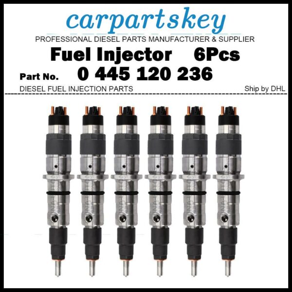 6Pcs Fuel Injector 0445120236 5263308 6745-12-3102 for Komatsu PC300-8 PC350-8
