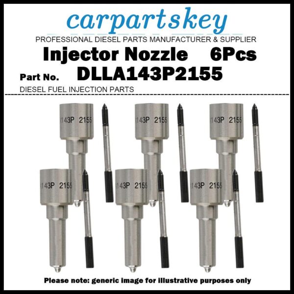 6Pcs Fuel Injector Nozzle DLLA143P2155 for 2007.5-2010 Dodge Ram 6.7L 0445120204