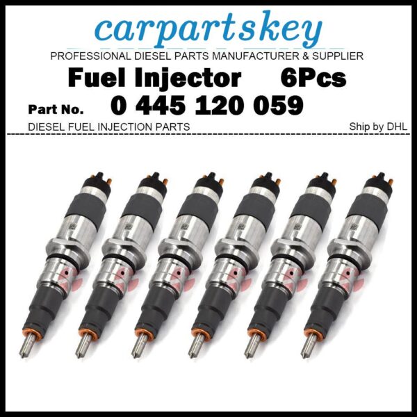 6x Fuel Injector 0445120059 6754-11-3010 for Komatsu PC200-8 PC220LC-8 PC270LC-8